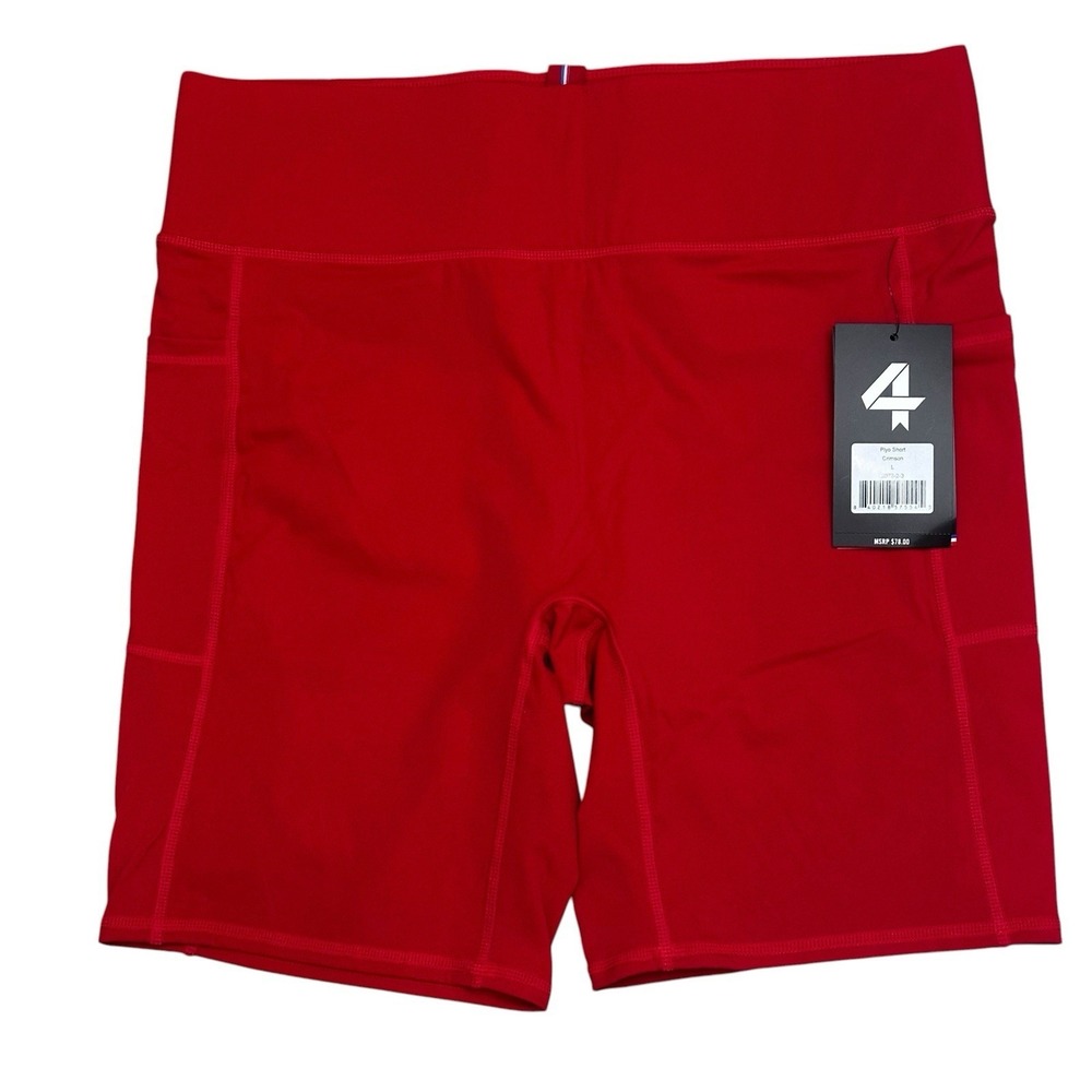 Four Laps Plyo High Rise Compression Bike Shorts Women's Sz Large Red Active